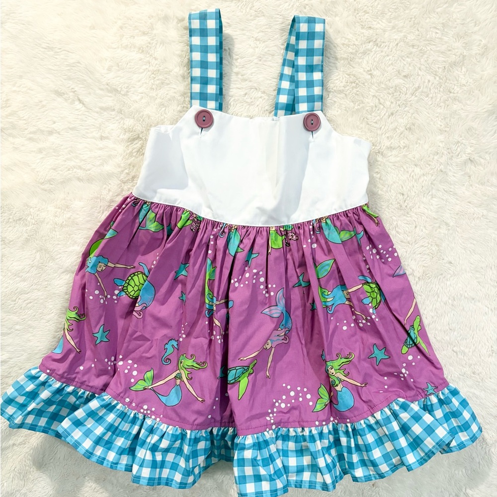 Adorable Purple Dress with Blue Checkered Straps
